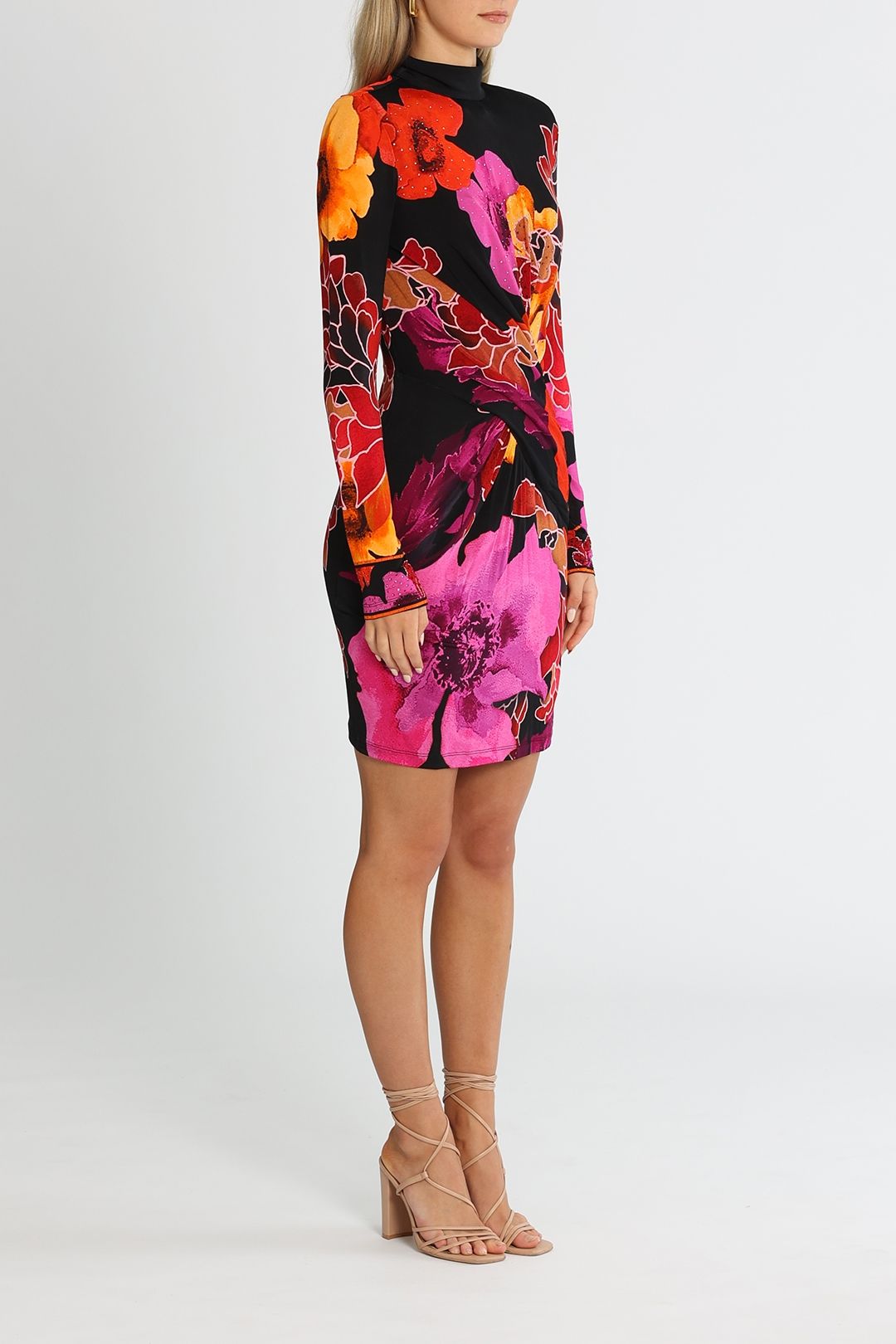 Hire Cross Front Mini Dress in Midnight Poppy Camilla GlamCorner