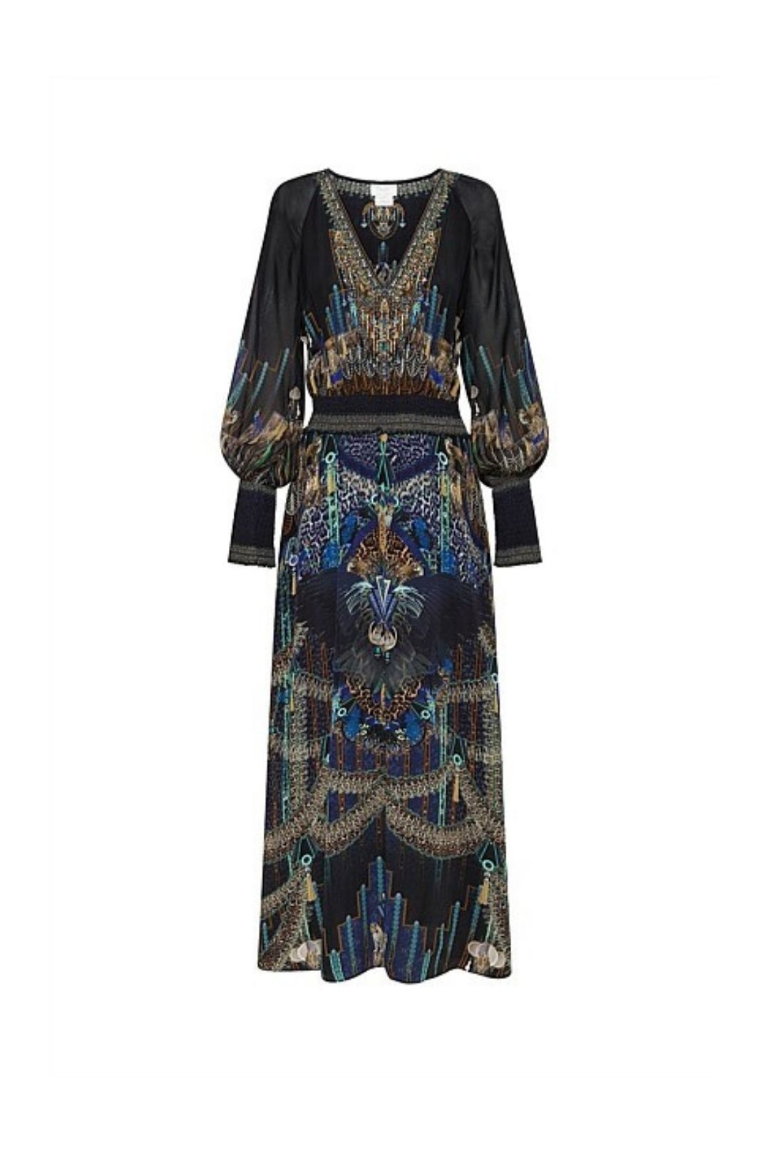 Camilla Dress With Shirred Waist Dripping In Deco