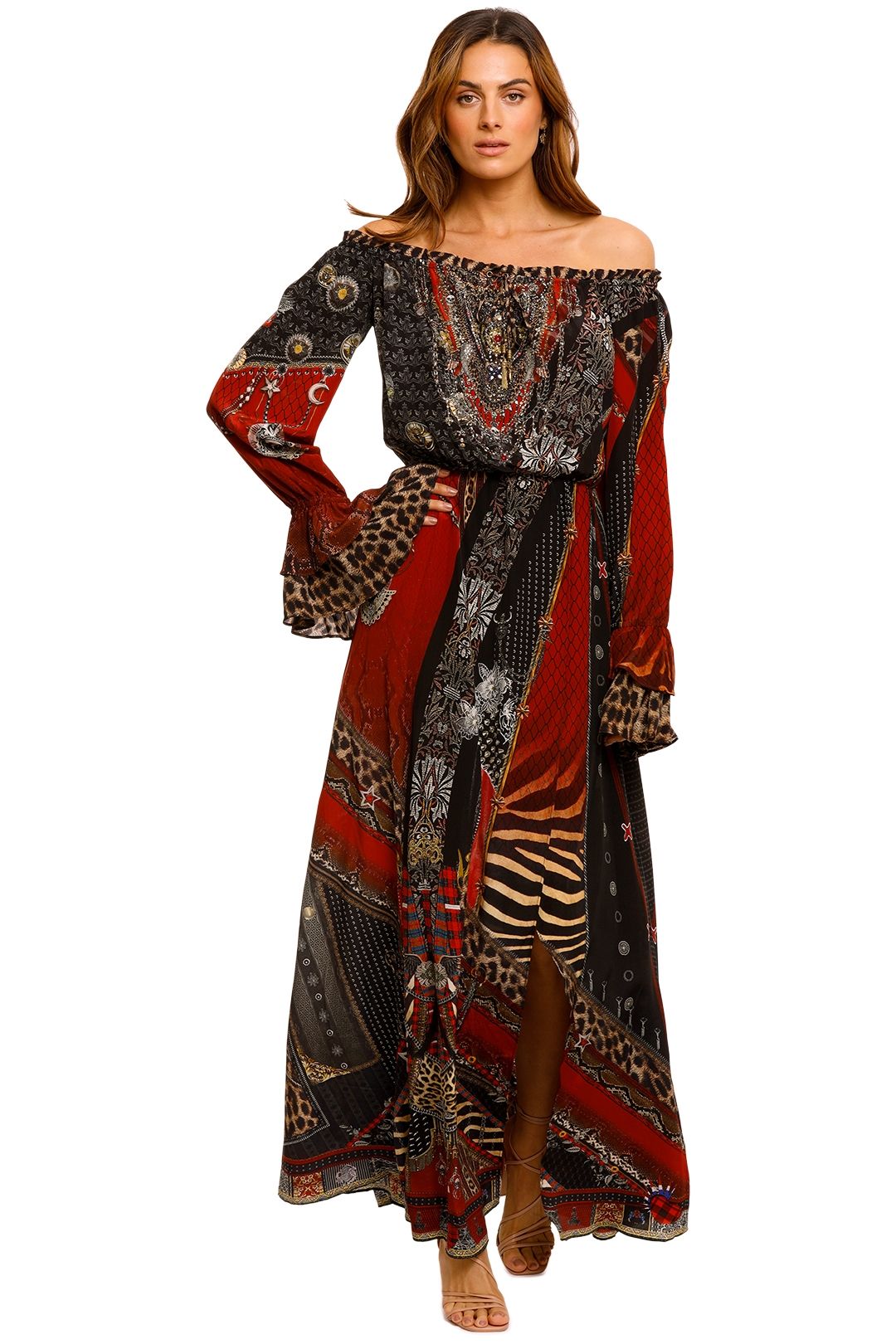 Camilla Drop Shoulder Split Dress print