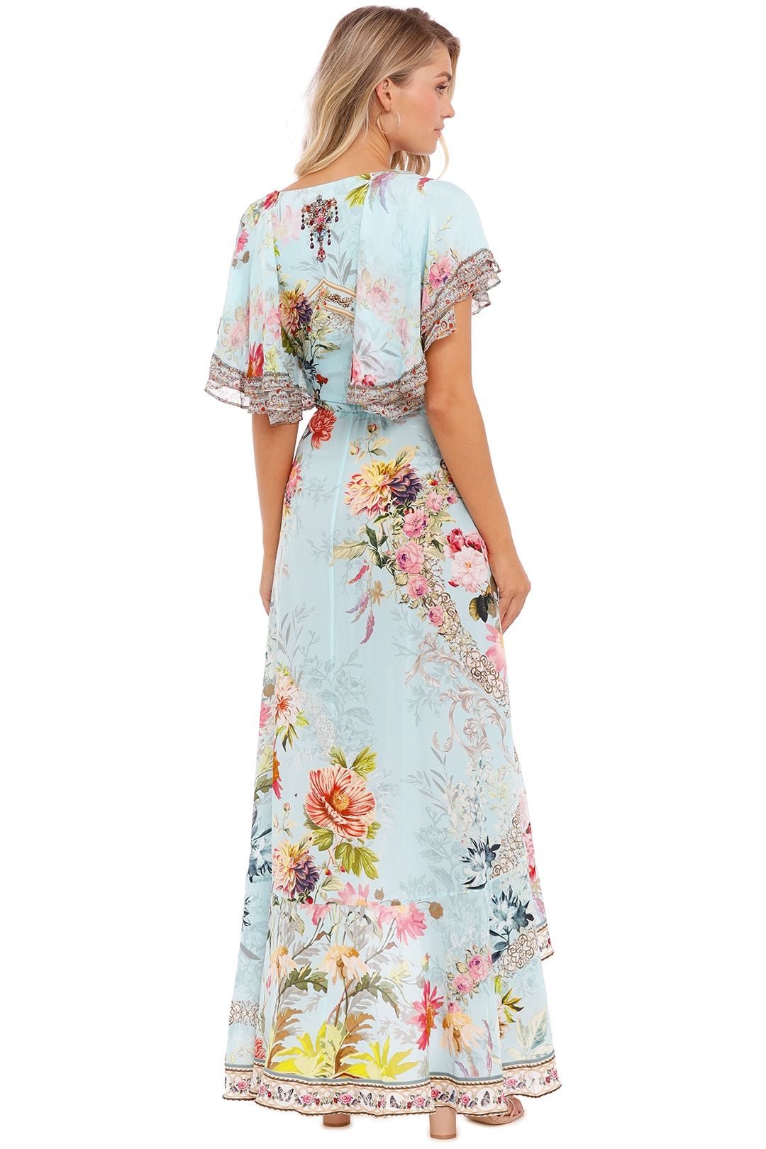 Hire Frill Sleeve Long Dress in A Royal Stitch Up Camilla GlamCorner