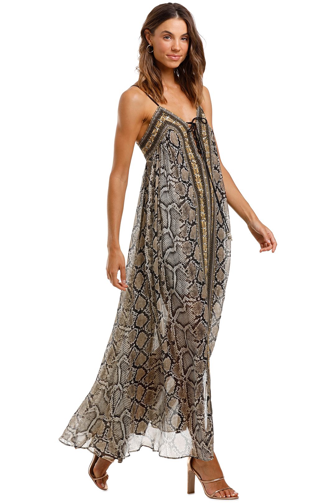 Camilla Lace Up Front Dress Kakadu Boo Animal Print