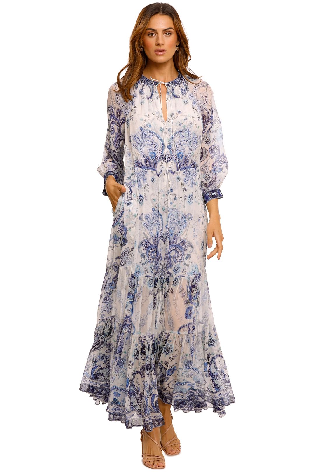 knee length dresses for ladies Shop Camilla, Long Sleeve Maxi Shirt Dress with Slit by Etta main image 0