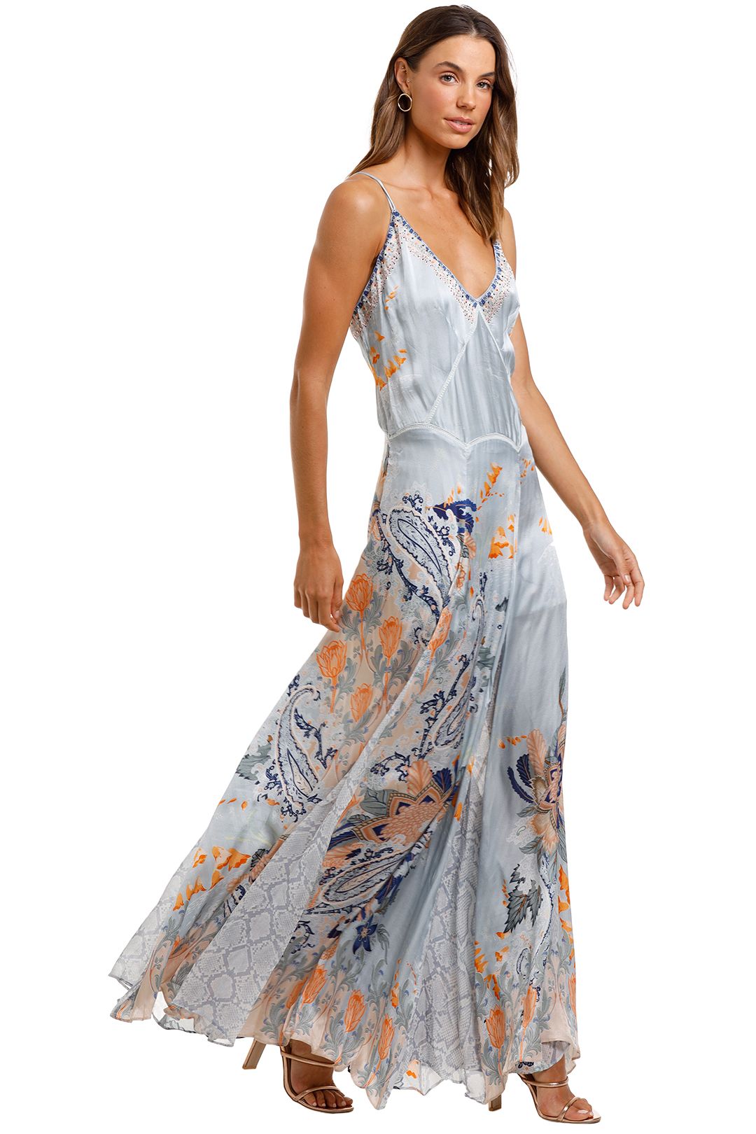 light blue floral long dress 3D Flower Sky Blue Strapless A-Line Prom Dress, Sky Blue / Custom Size main image 1