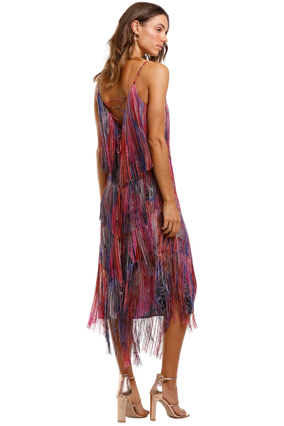 Fringe Hem Slit Midi Dress