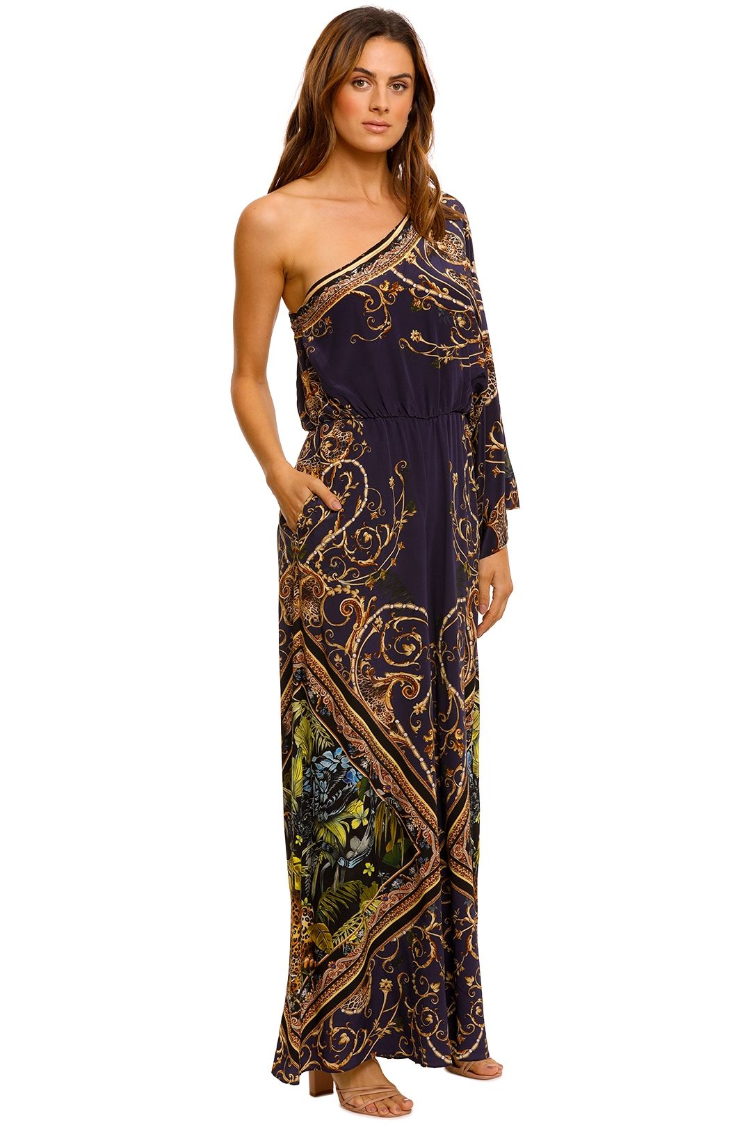 Hire One Shoulder Flared Jumpsuit Camilla GlamCorner