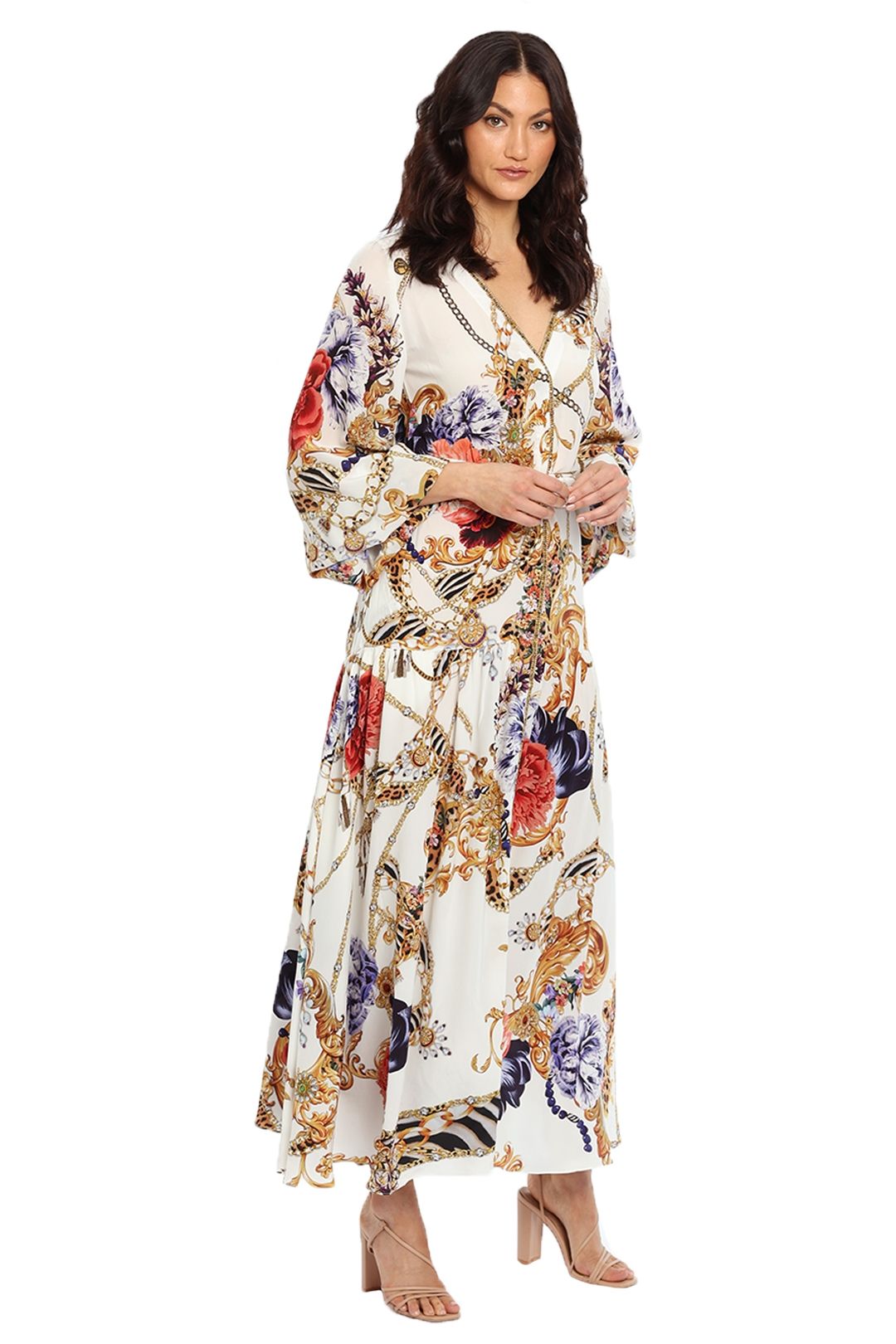 Camilla Printed Blouson Midi Dress Reign Supreme flare sleeve