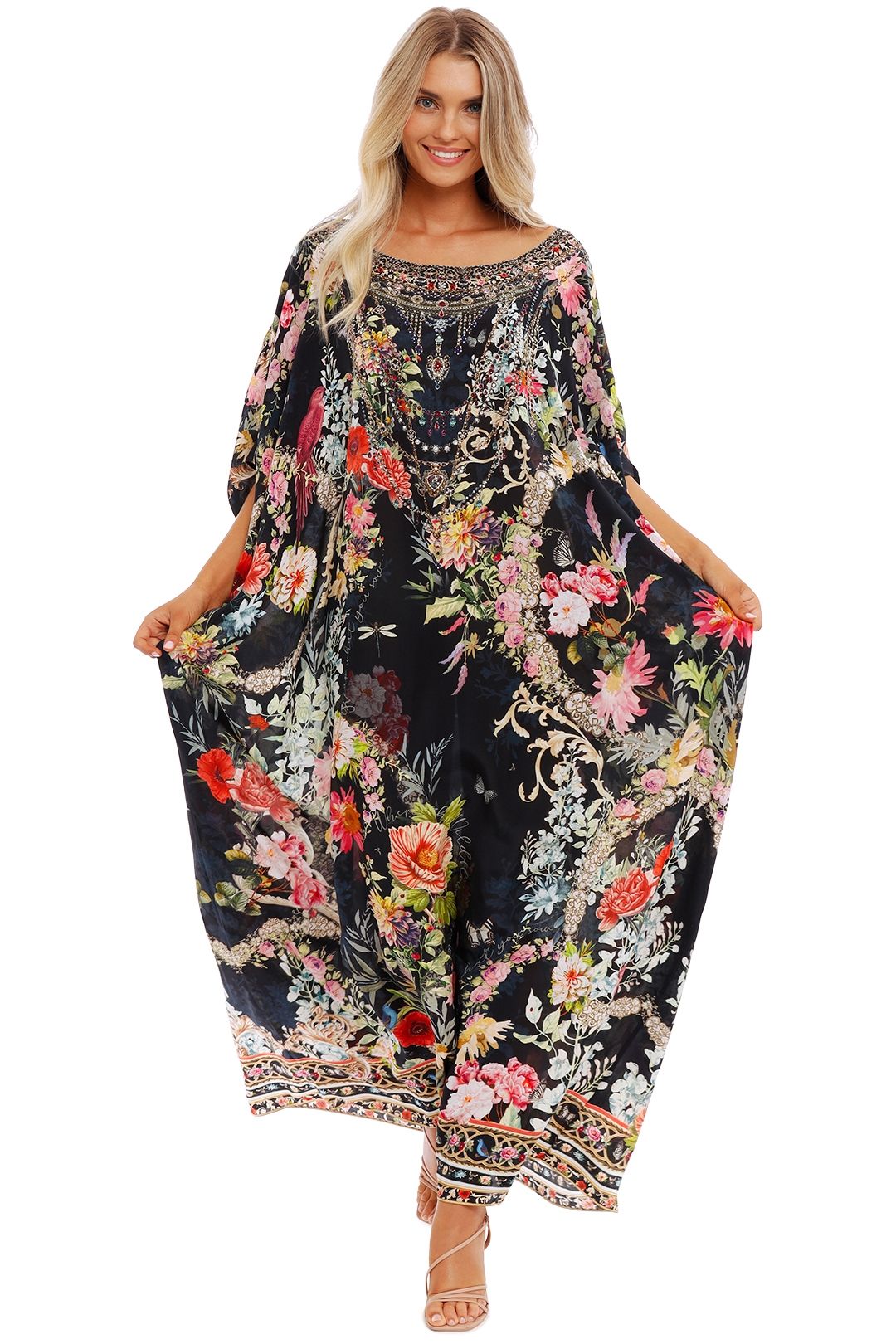 Camilla Round Neck Kaftan Hampton Hive floral