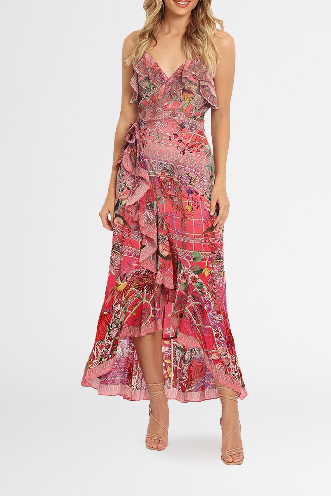 Ruffle Wrap Midi Dress