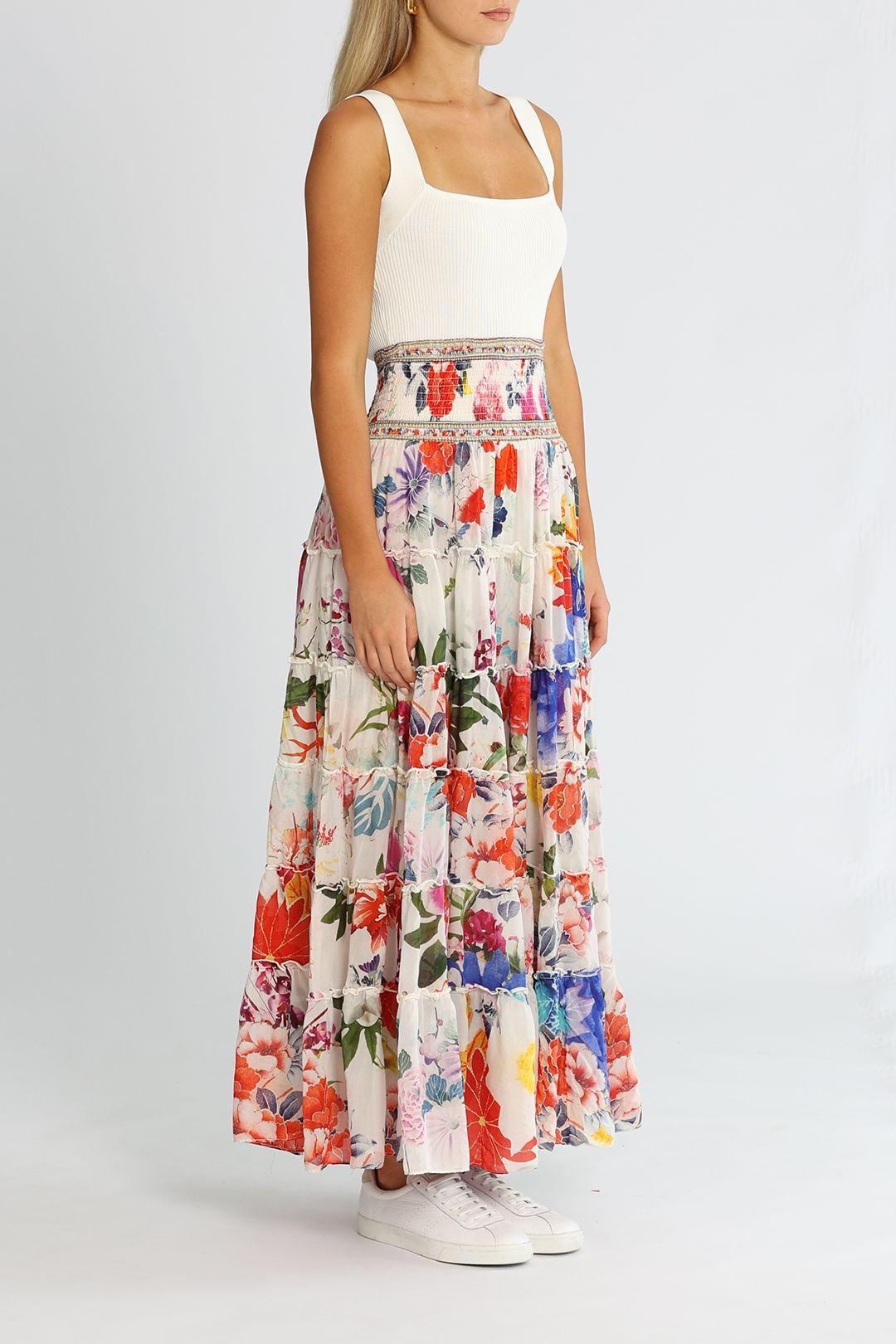 Camilla Shirred Circle Skirt Floral