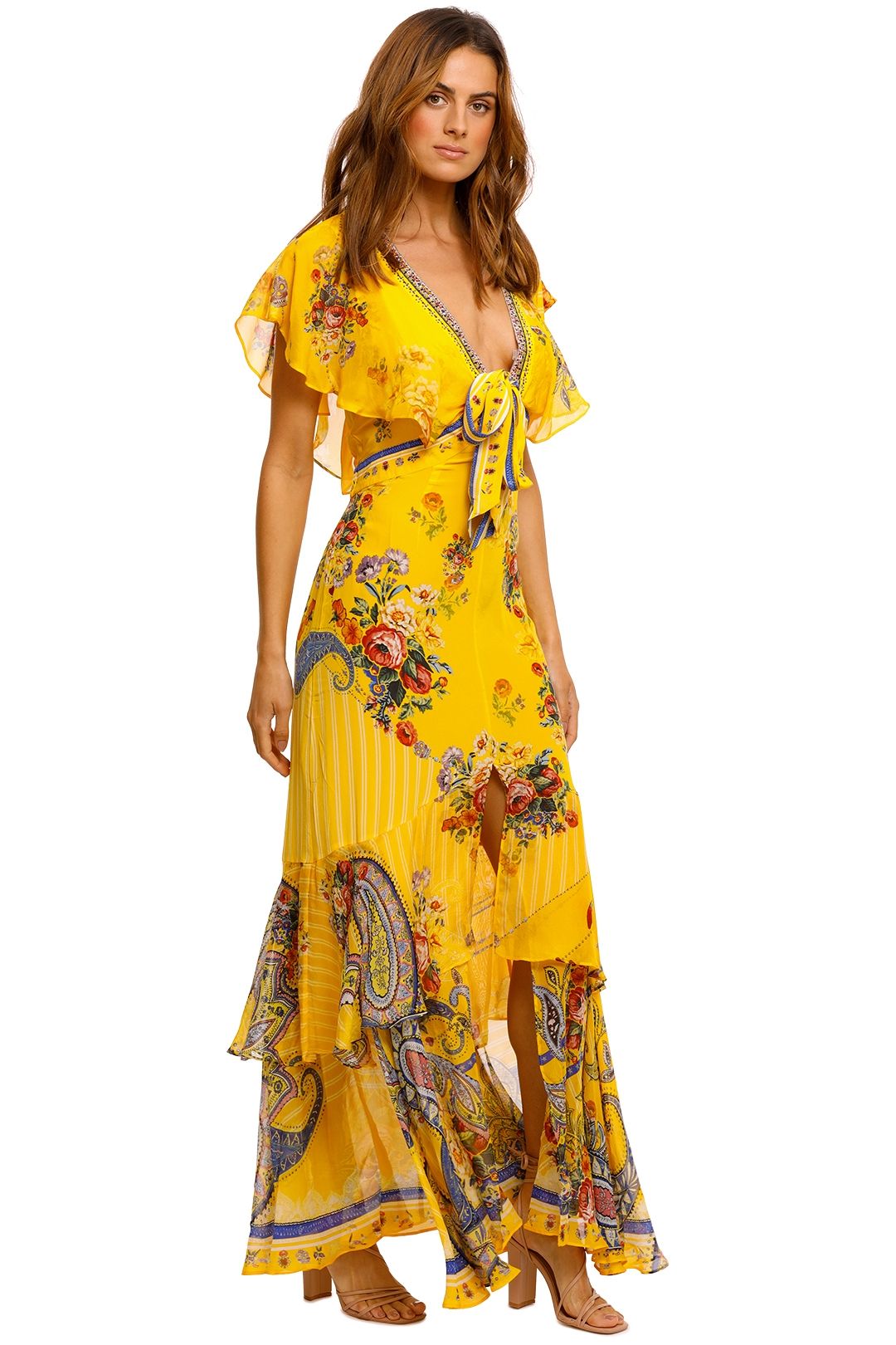 Hire Tie Front Maxi With Split Camilla GlamCorner