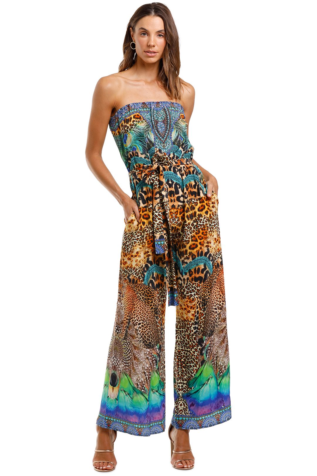 Tie Waist Strapless Jumpsuit Camilla GlamCorner