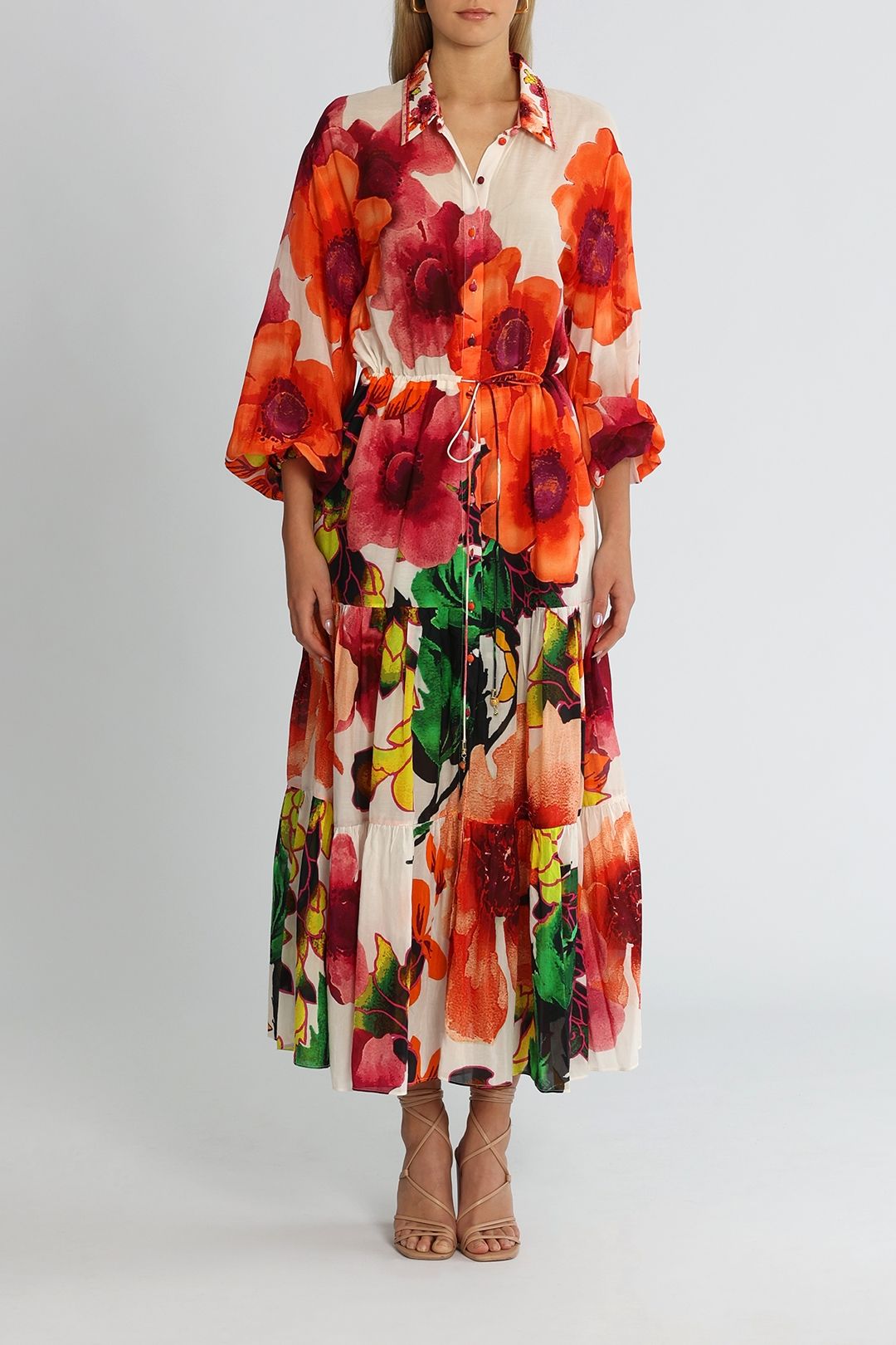 Hire Tiered Shirt Dress in Pretty As A Poppy, Camilla