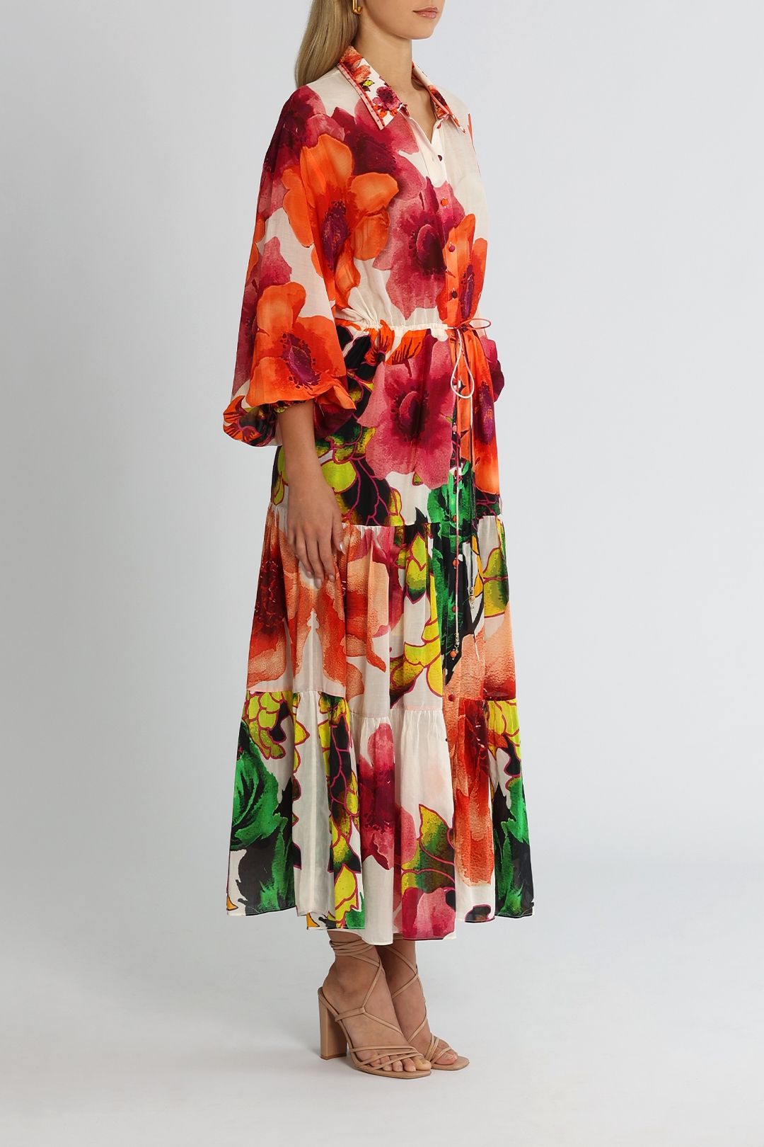 Camilla Tiered Shirt Dress Pretty As A Poppy Floral