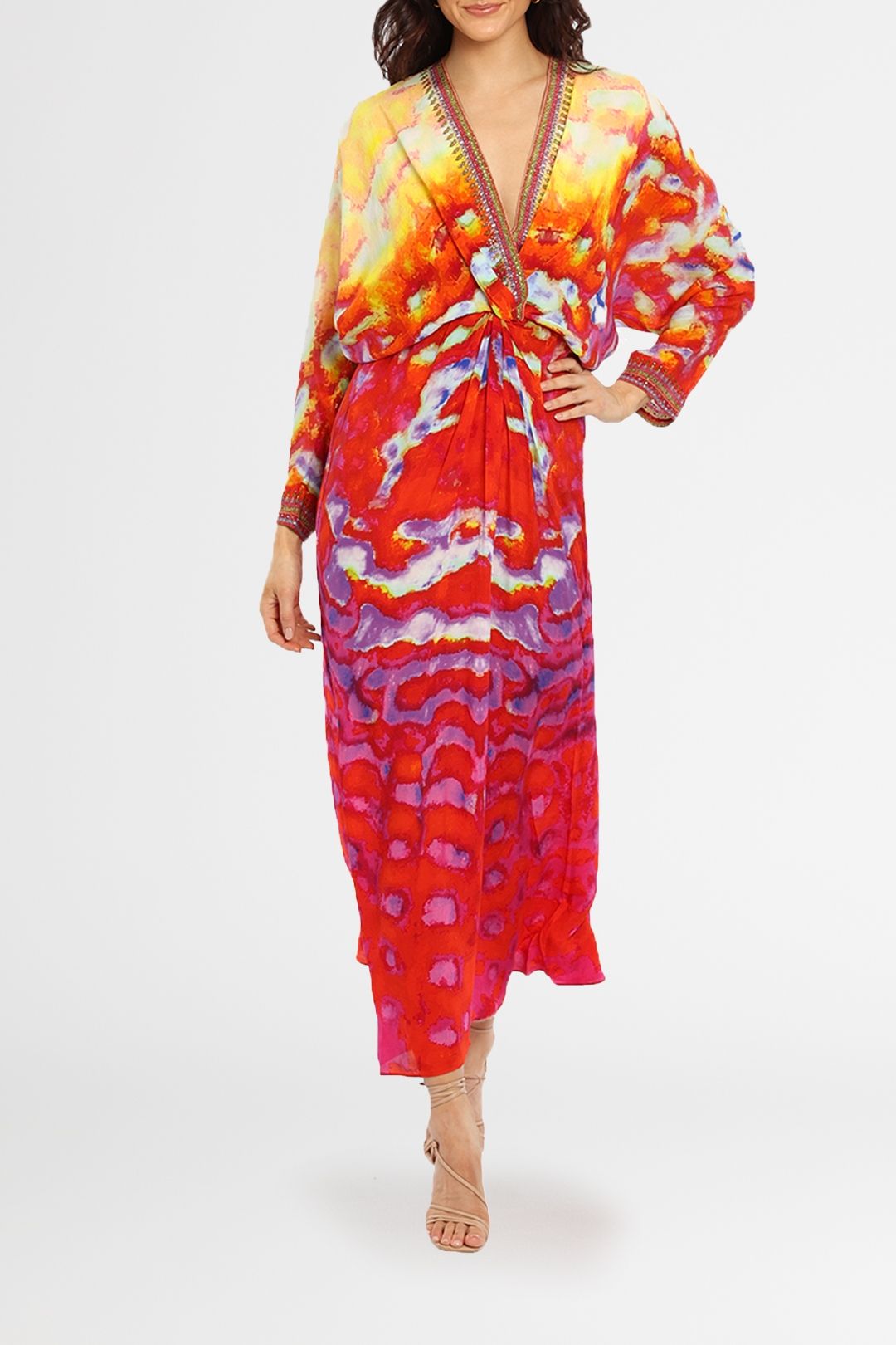 TWIST FRONT BATWING DRESS MOSAIC MUSE