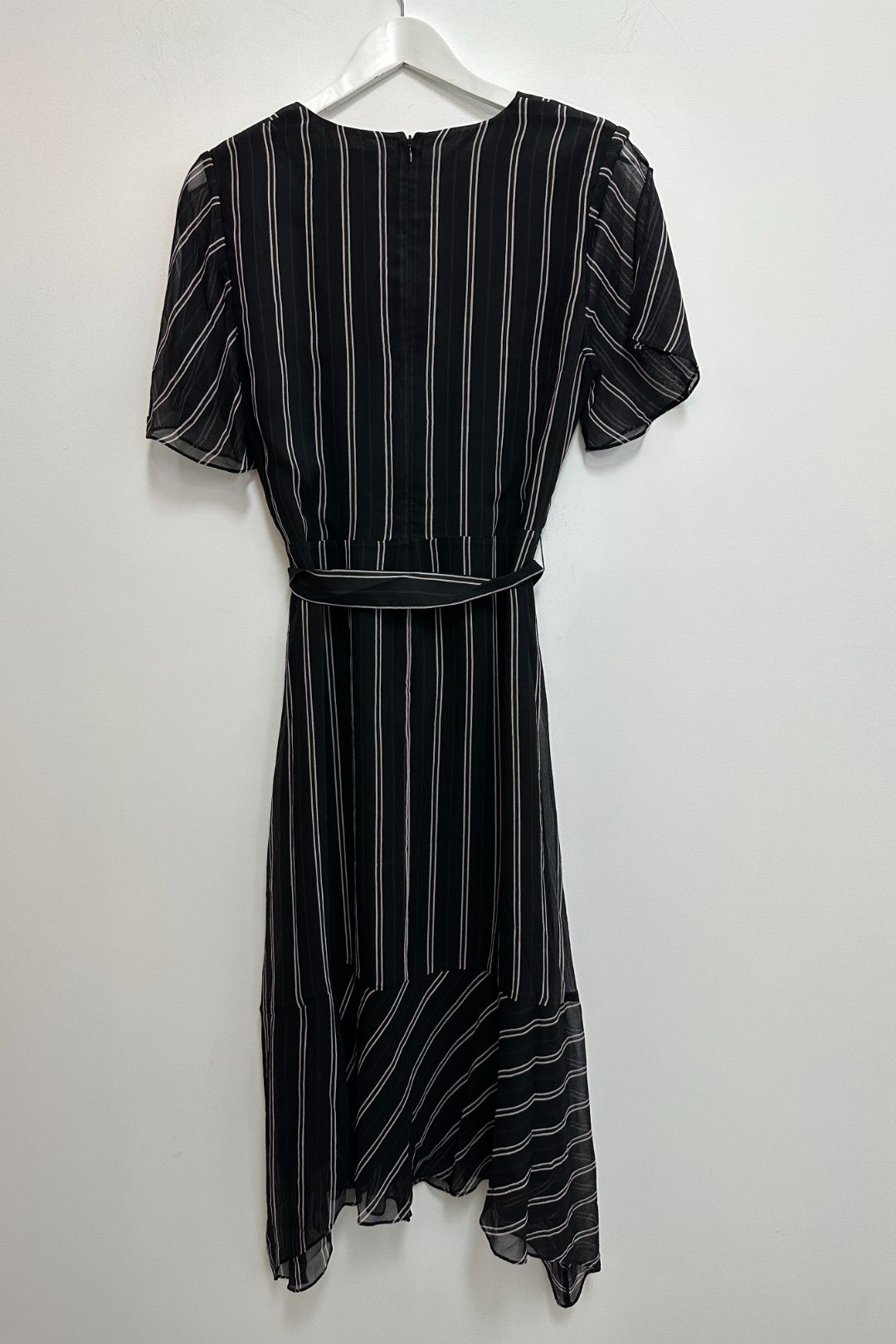 Carey Stripe Silk Dress in Black 