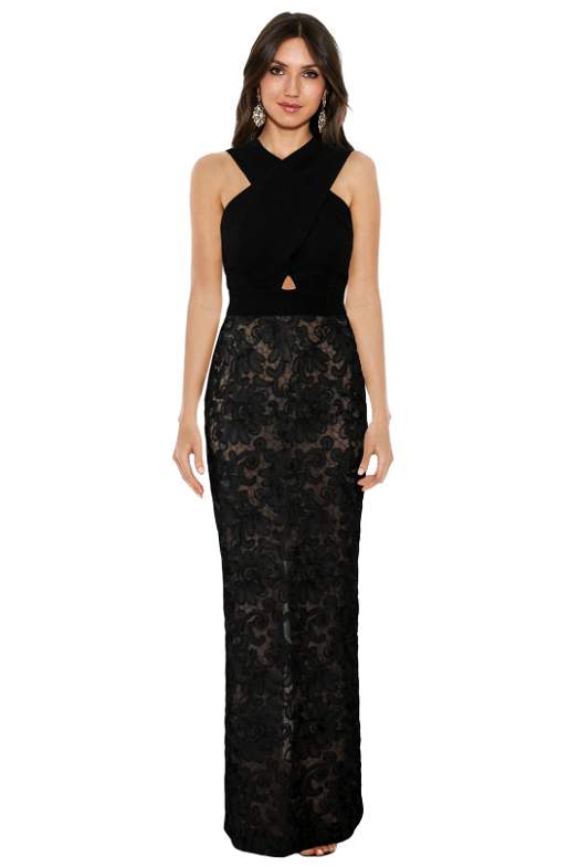 Lace Gown In Black by Carla Zampatti for Rent | GlamCorner Lace Gown In Black by Carla Zampatti for Rent | GlamCorner