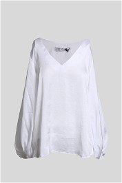 Carolina White Sovana V Neck Long Sleeve Top