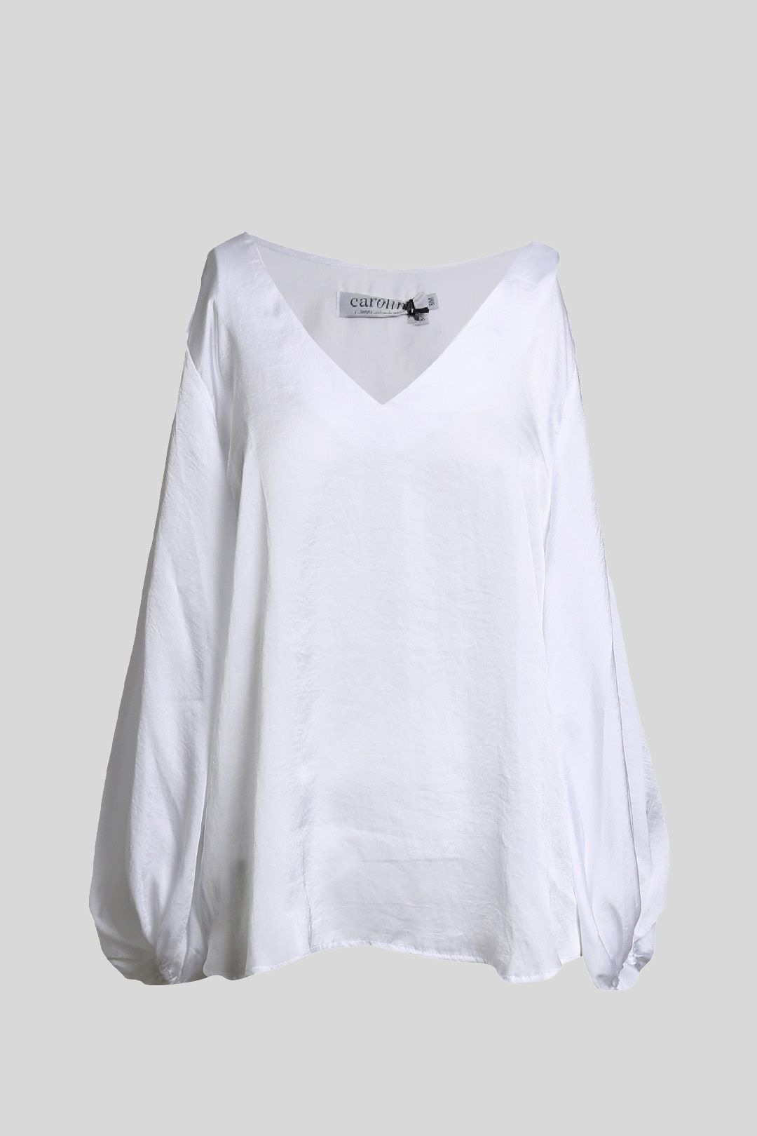 Carolina White Sovana V Neck Long Sleeve Top