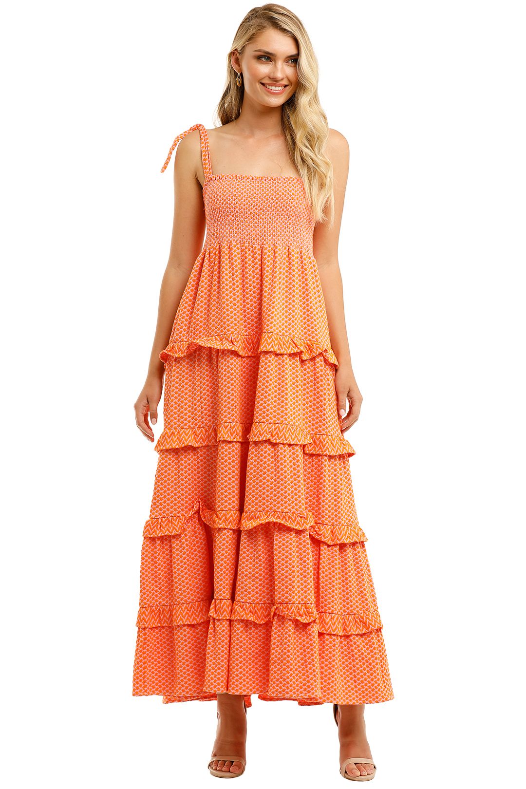 Cecilie-Copenhagen-Mina-Maxi-Dress-Orange-Front