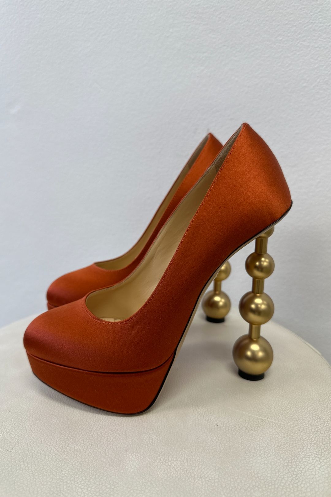 Century High Heeled Pumps in Persimmon Orange 