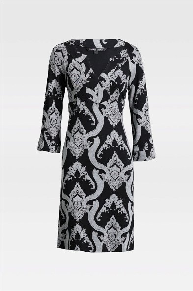 Grey and Black Patterned Shift Dress