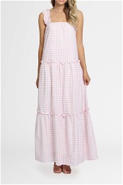 Charlie Holiday Lottie Maxi Dress Pink Gingham