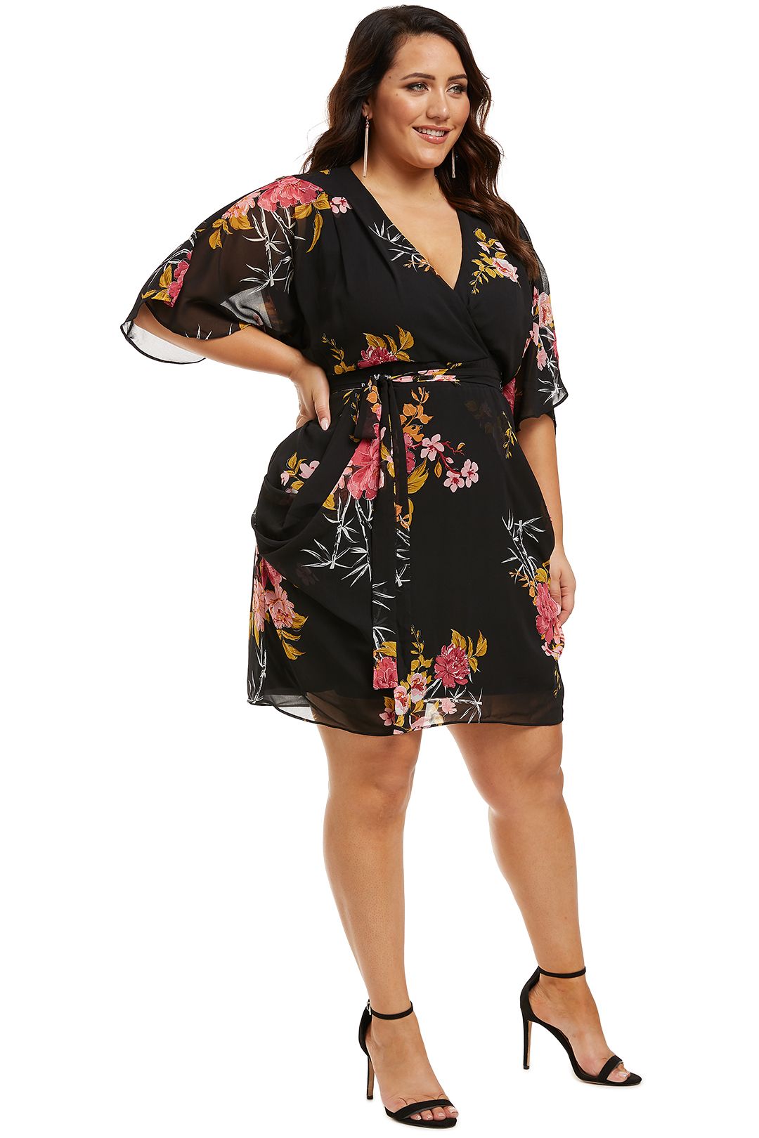 Beloved Wrap Dress in Black by City Chic for Hire GlamCorner