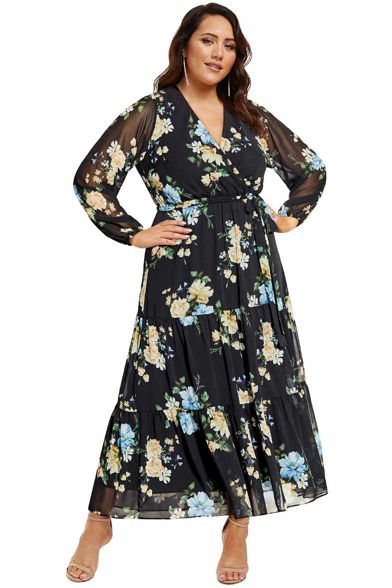 Fair Floral Maxi Dress in Black by City Chic for Hire