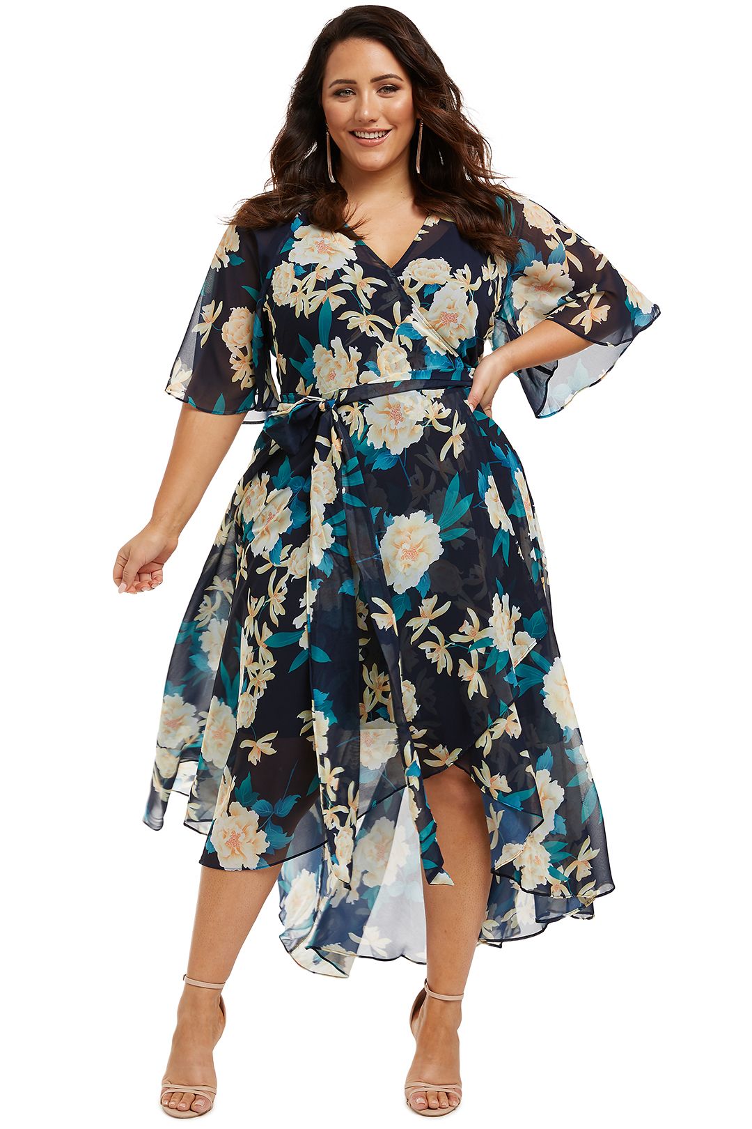 Shibuya Floral Maxi Dress in Navy by City Chic for Hire