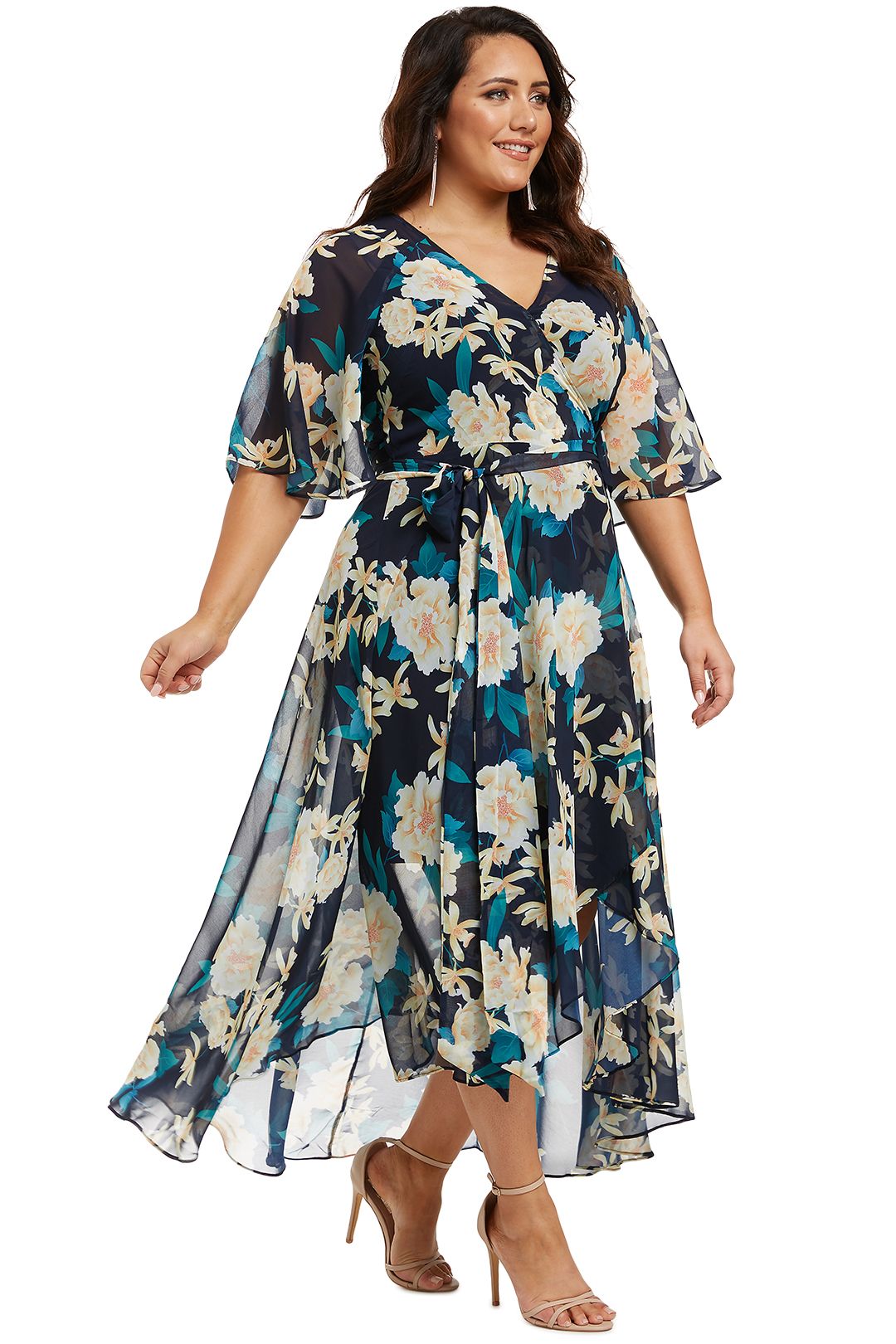 Shibuya Floral Maxi Dress in Navy by City Chic for Hire