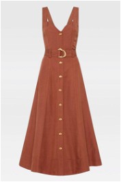 AJE Clay Belted Midi Dress in Brown