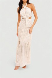 Clementine Dress in Almond Check Significant other maxi