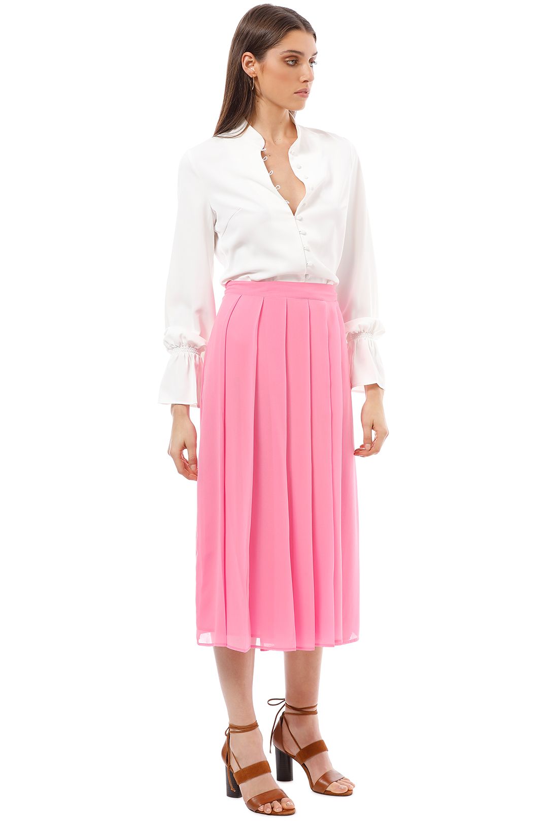 Warehouse pink pleated dress 2025