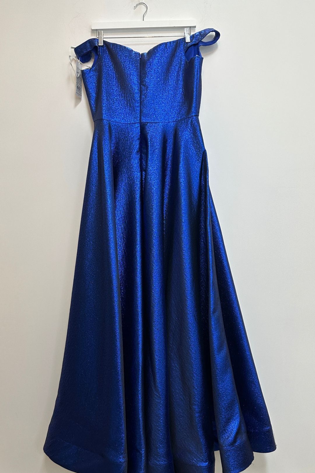 Clover Strapless Metallic Blue Formal Dress