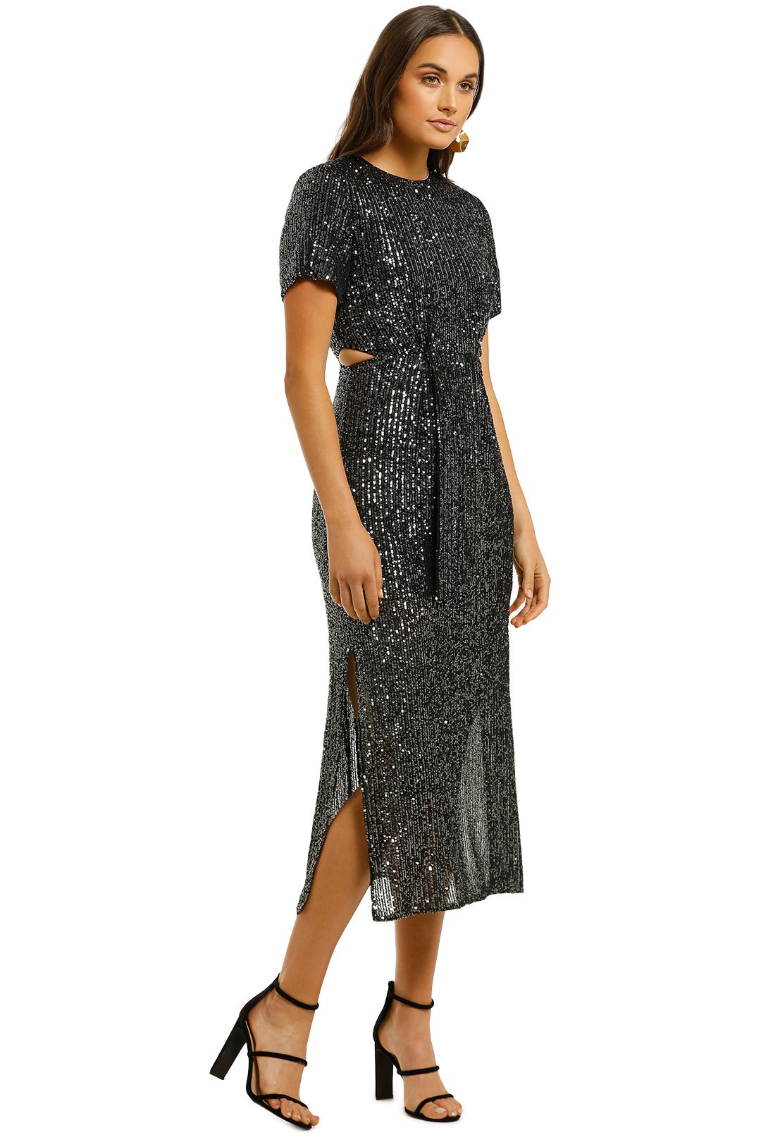 Lustre Midi Dress - Black Sequin by C/MEO Collective for Hire | GlamCorner