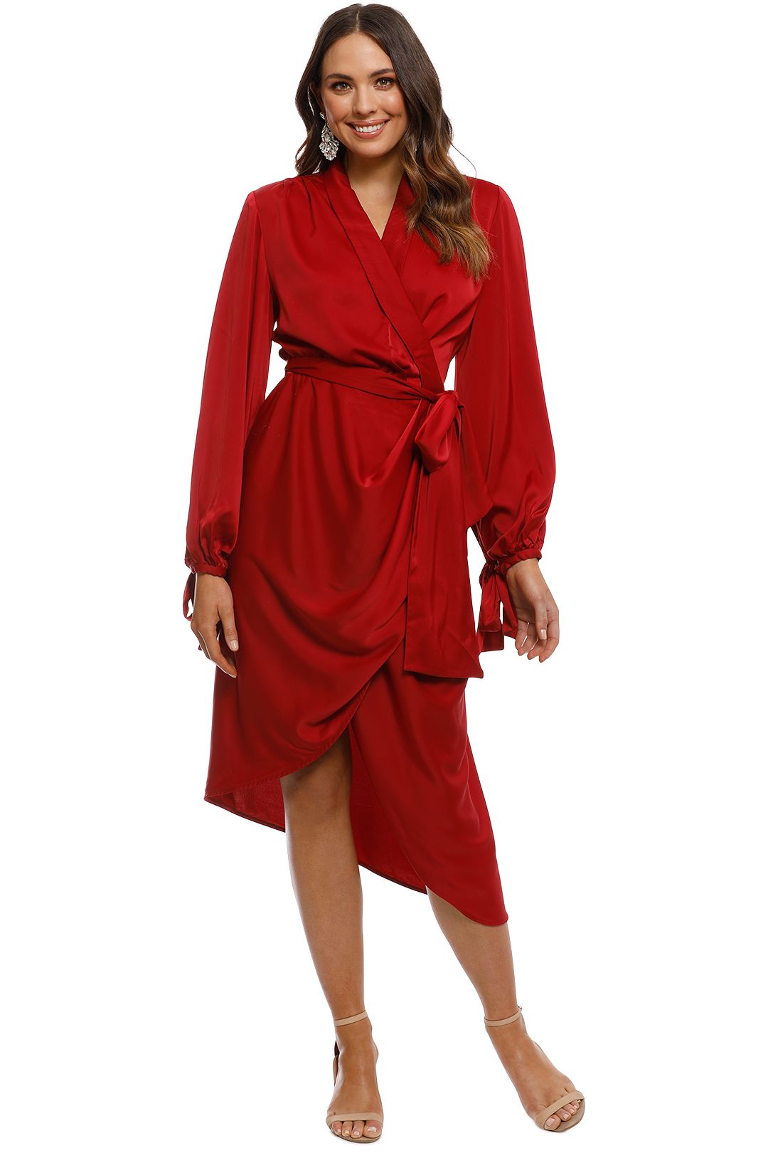 CMEO Collective - Influential LS Dress - Crimson - Front