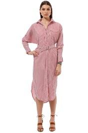 CMEO Collective - Petition Shirt Dress - Red Stripe - Front