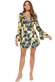 CMEO Collective - Sensory Dress - Green Yellow Print - Front