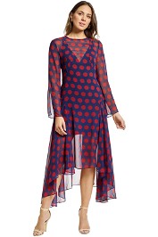 Cmeo Collective - Unending LS Midi Dress - Navy Spot - Front