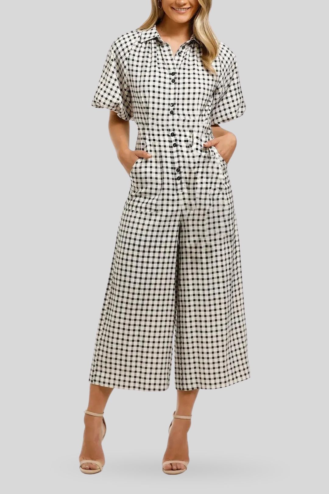 Inhale Jumpsuit in Check by C MEO Collective for Rent GlamCorner
