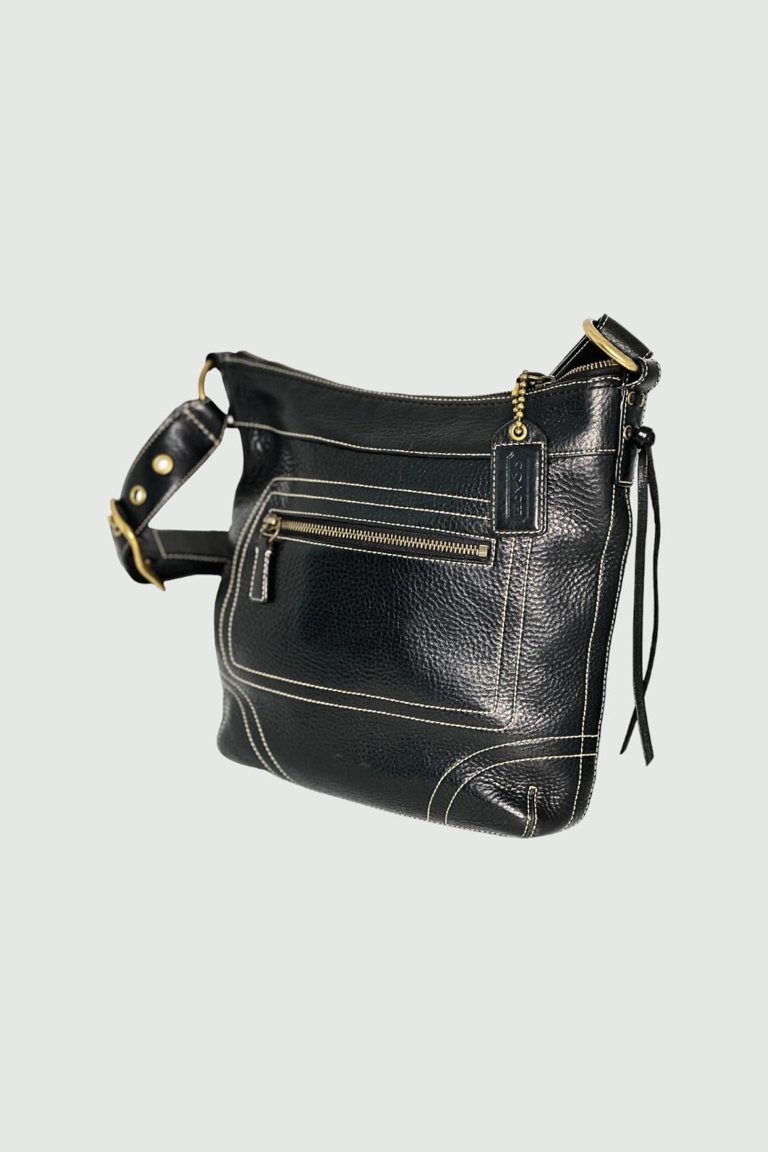 Coach - Black Pebbled Leather Shoulder Bag