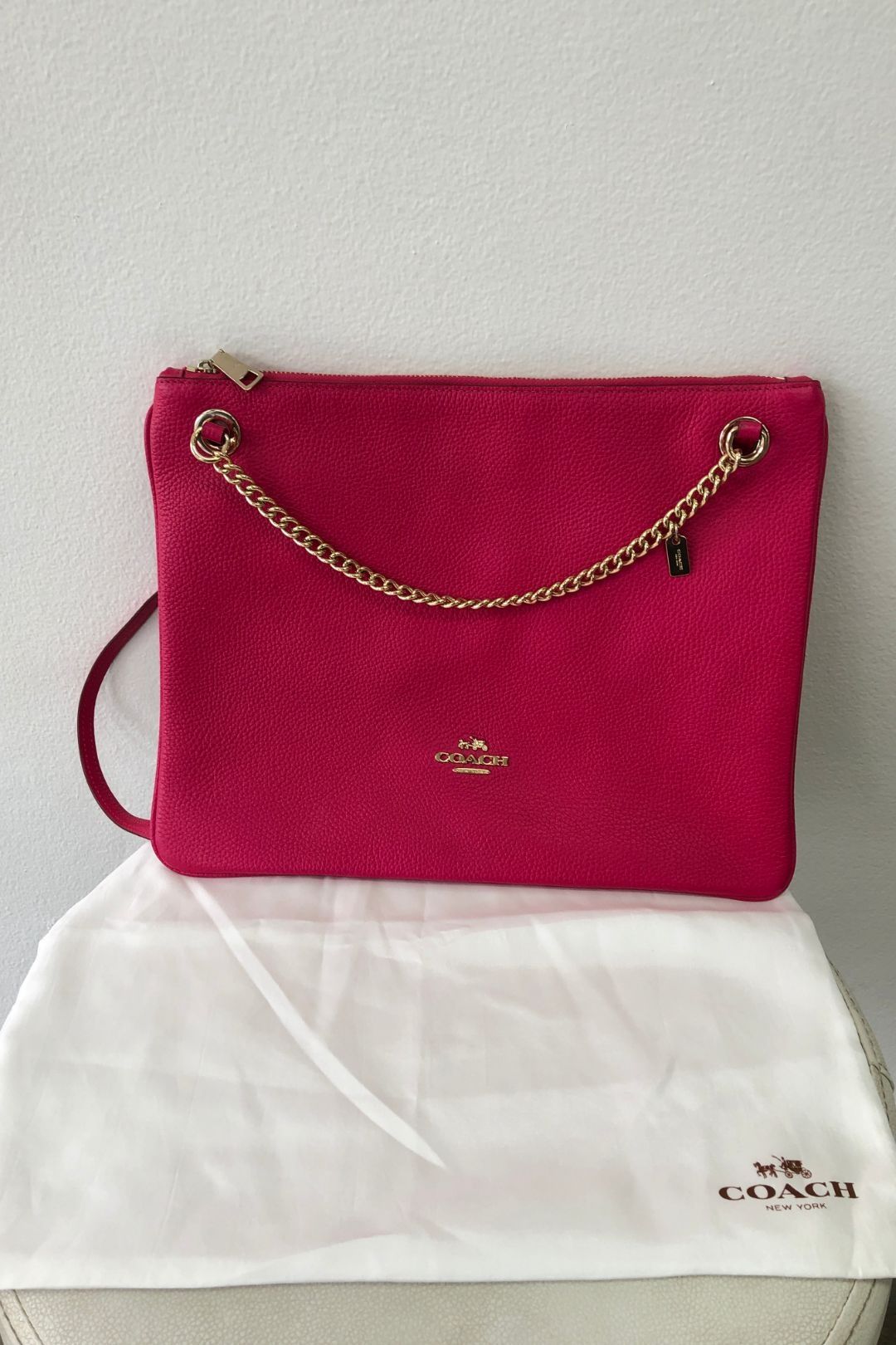 Coach - Hot Pink Pebbled Leather Crossbody Bag