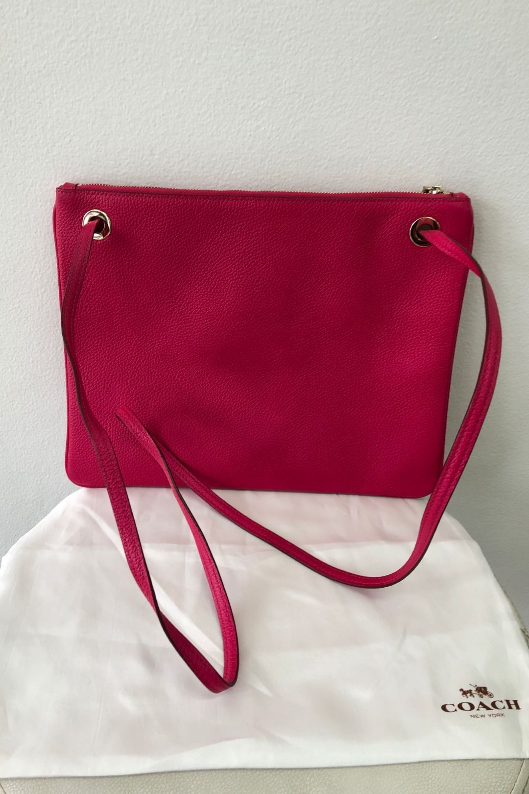Buy Hot Pink Pebbled Leather Crossbody Bag Coach GlamCorner