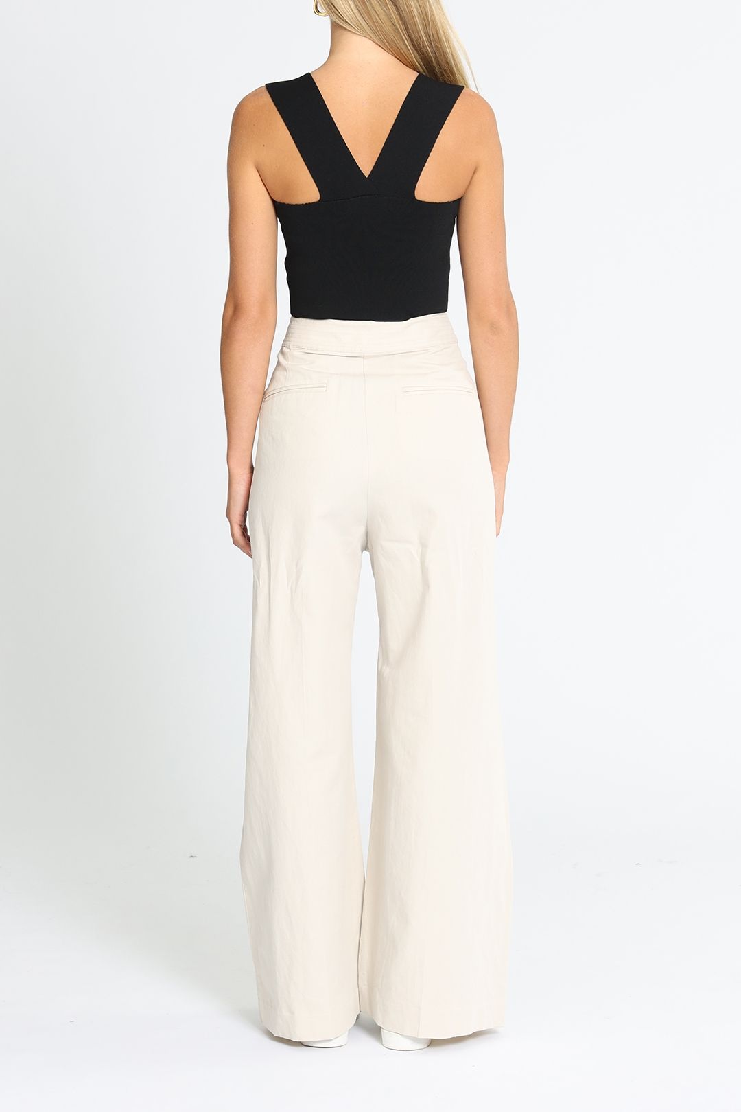 Commonry Wide Leg Linen Pants Nude High Rise