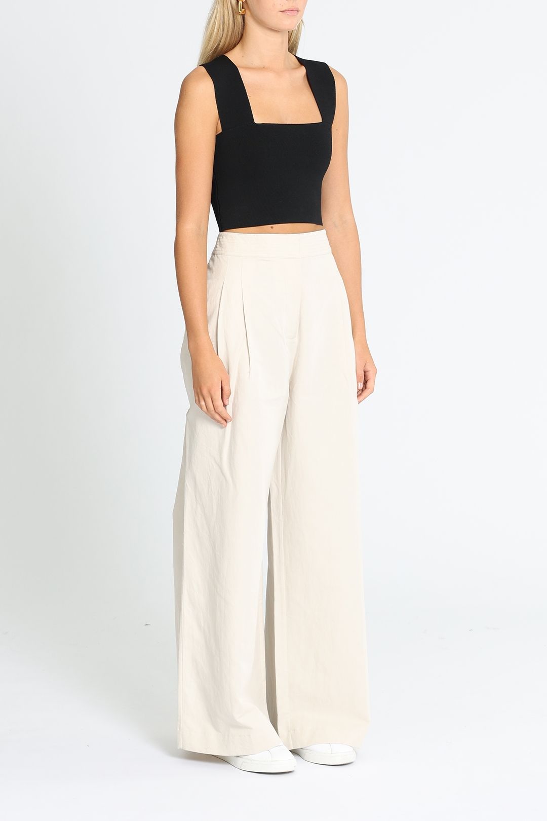 Commonry Wide Leg Linen Pants Nude Pockets
