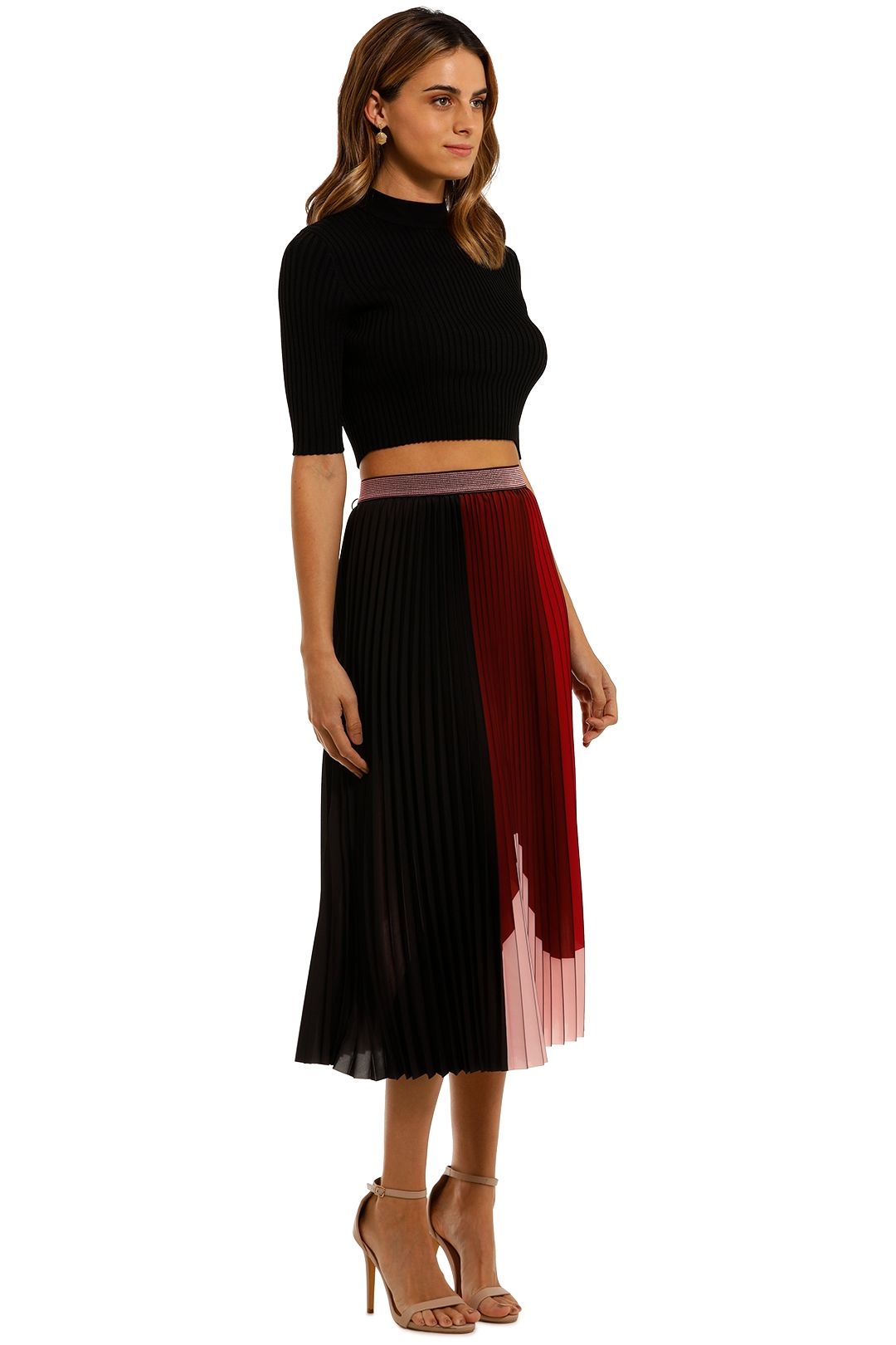 Hire Pleat Emotion Skirt in Wine Mix Coop by Trelise Cooper GlamCorner
