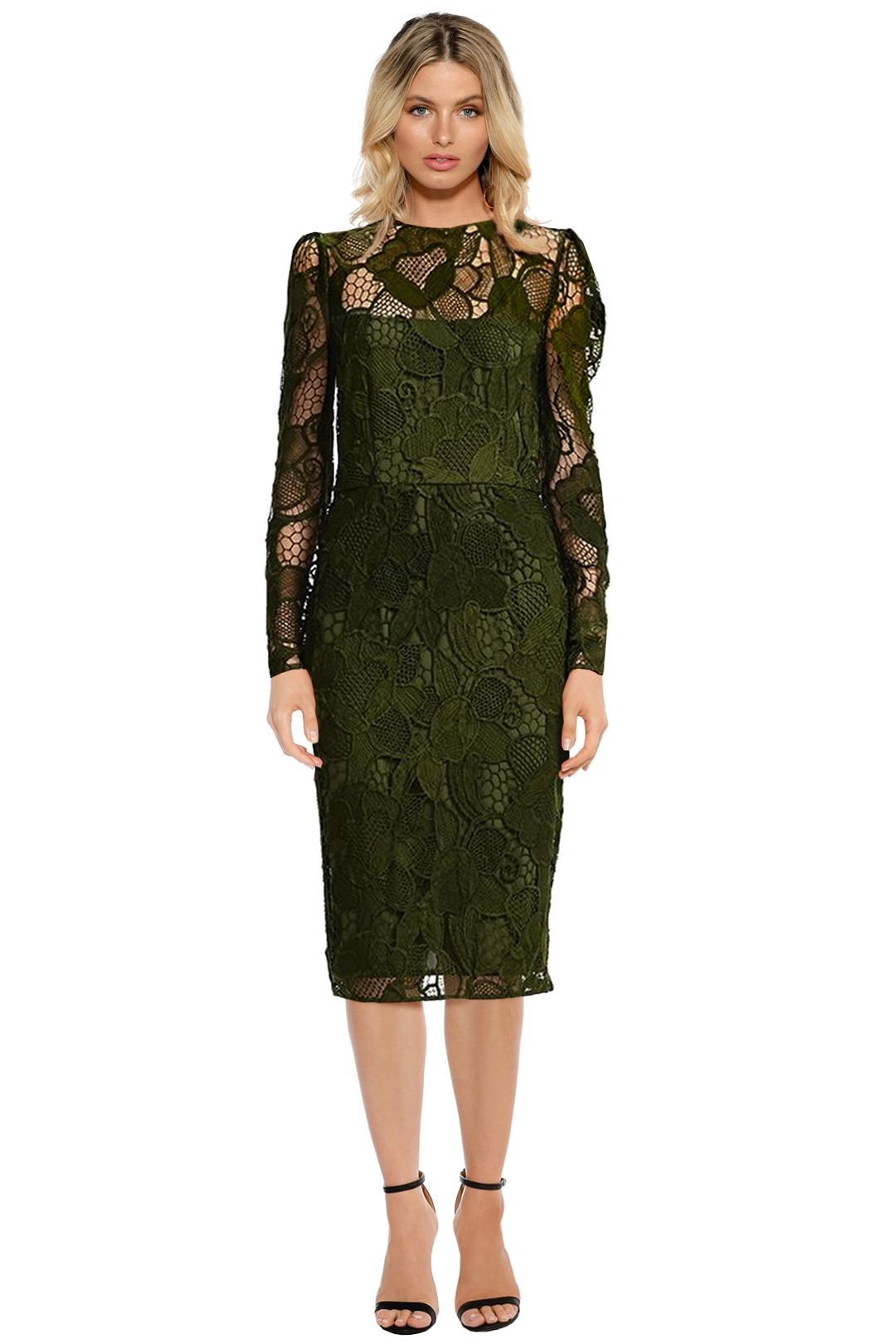 Cooper St - Cast Away Lace Dress - Dark Green - Front