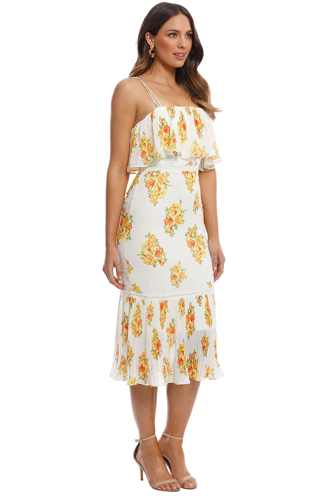 Cooper St - Darjeeling Fitted Layered Dress - Ivory Print - Side