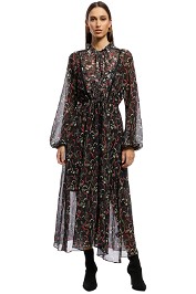 Cooper St - With A Kiss Long Sleeve Midi Dress - Black Floral - Front