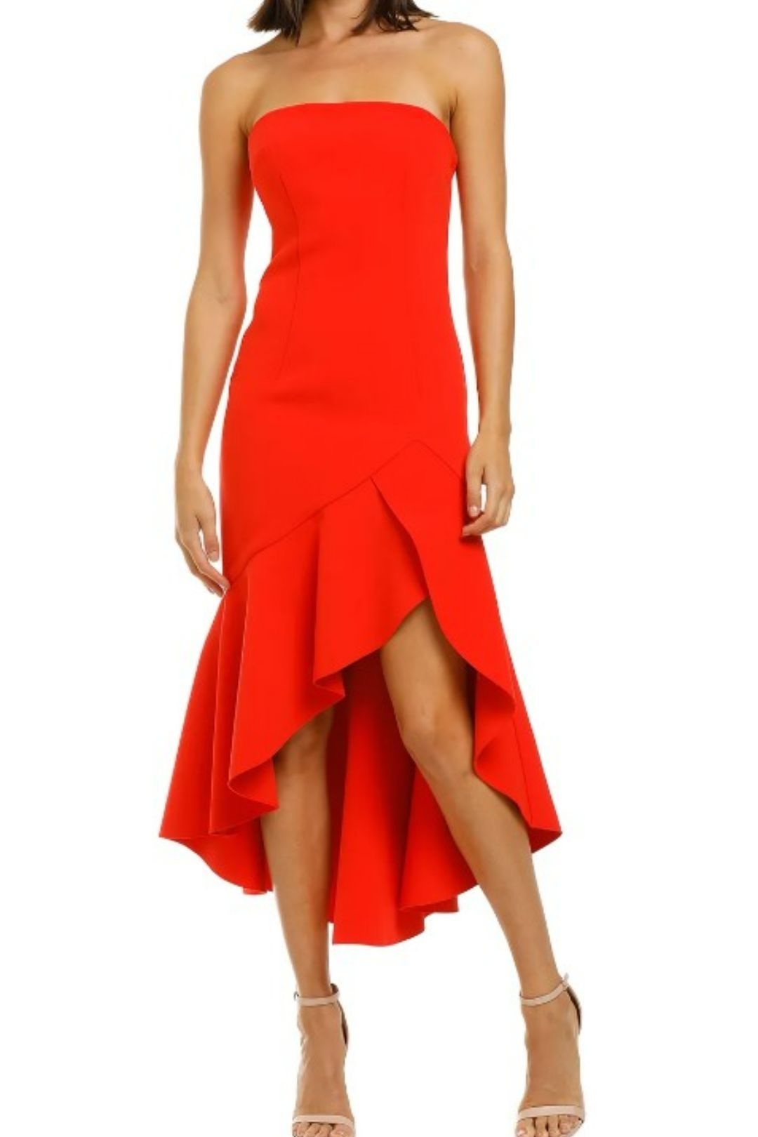 By Johnny - Coral Strapless Midi Dress